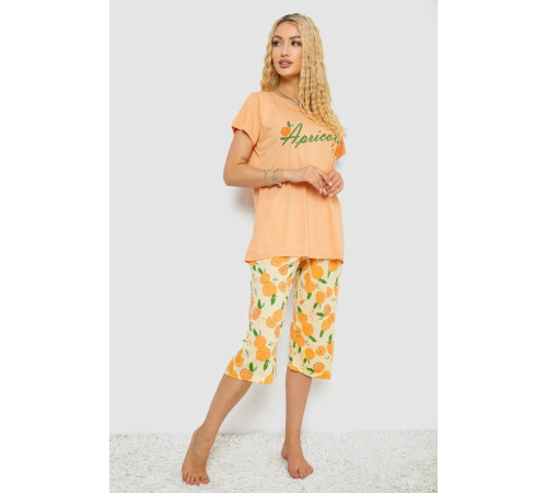 Женская пижама с принтом, цвет оранжевый, 243R7141