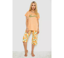 Піжама жіноча з принтом, колір помаранчевий, 243R7141