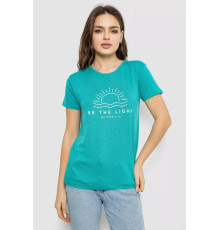 Футболка жіноча з принтом, колір бірюзовий, 244R601