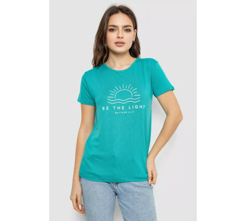 Футболка жіноча з принтом, колір бірюзовий, 244R601
