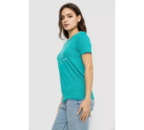 Футболка жіноча з принтом, колір бірюзовий, 244R601