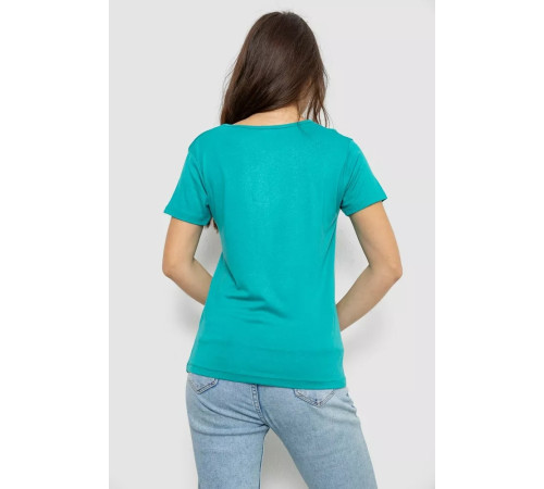Футболка жіноча з принтом, колір бірюзовий, 244R601