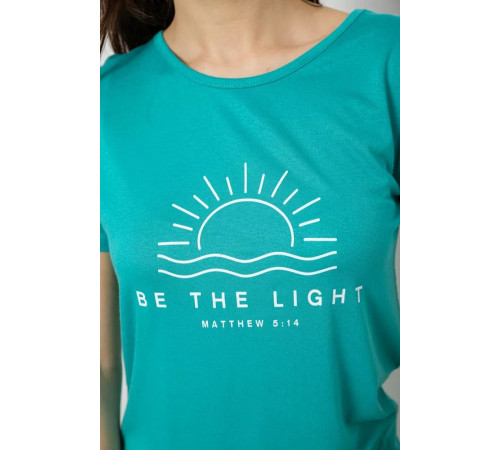 Футболка жіноча з принтом, колір бірюзовий, 244R601