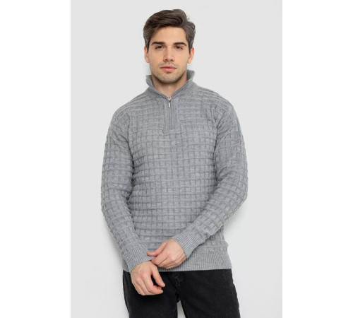 Свитер мужской однотонный, цвет серый, 161R920