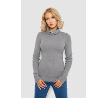 Свитер-гольф женский однотонный, цвет серый, 247R3287