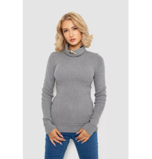 Свитер-гольф женский однотонный, цвет серый, 247R3287