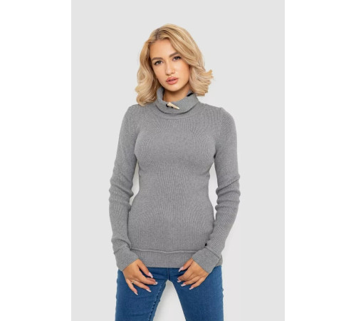 Светр-гольф жіночий однотонний, колір сірий, 247R3287