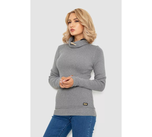 Светр-гольф жіночий однотонний, колір сірий, 247R3287