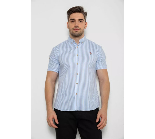 Сорочка чоловіча в смужку, колір біло-блакитний, 214R835