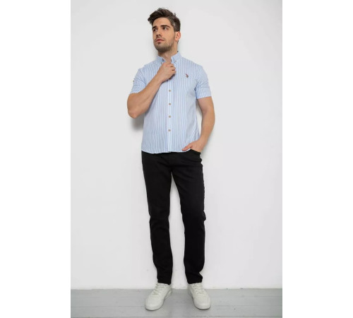 Сорочка чоловіча в смужку, колір біло-блакитний, 214R835