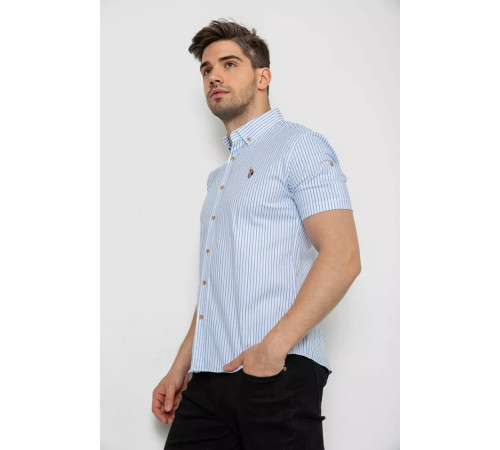 Сорочка чоловіча в смужку, колір біло-блакитний, 214R835