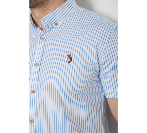 Сорочка чоловіча в смужку, колір біло-блакитний, 214R835