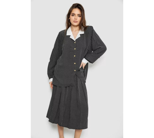 Костюм женский классический в горох, черно-белый, 167R3001