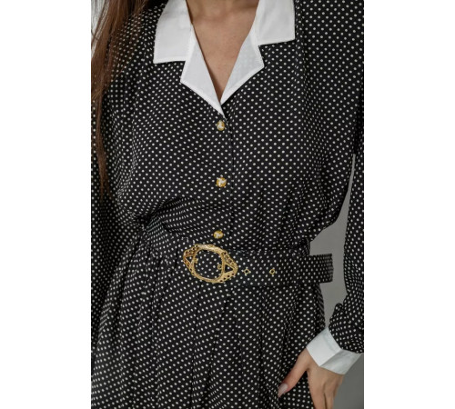 Костюм женский классический в горох, черно-белый, 167R3001