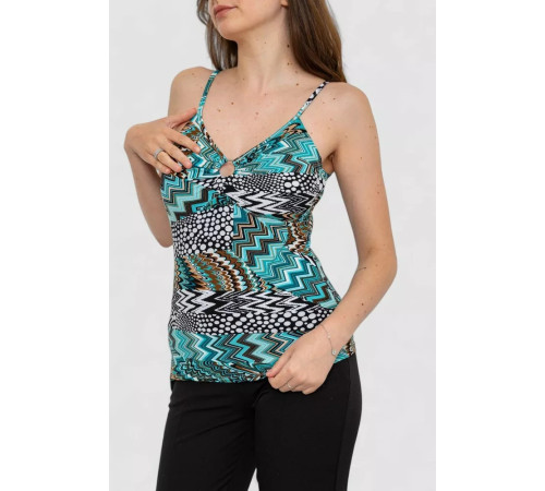Майка жіноча різнокольорова, колір чорно-бірюзовий, 186R501