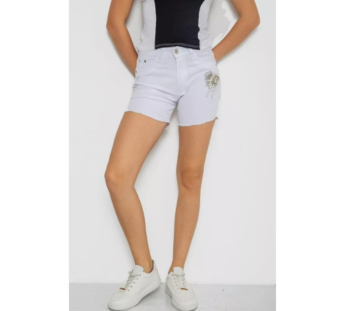 Шорти жіночі джинсові стрейчові, колір білий, 247R2676