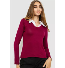 Лонгслив с воротником, цвет бордовый, 186R308.