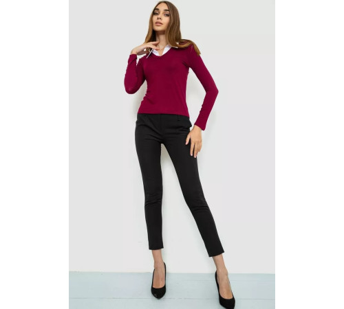 Лонгслив с воротником, цвет бордовый, 186R308.