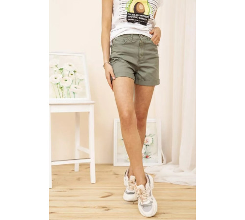 Джинсові жіночі шорти вільні, колір Хакі, 164R2107