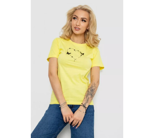 Женская футболка с принтом, цвет желтый, 238R559