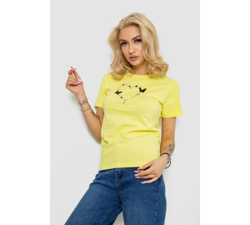 Женская футболка с принтом, цвет желтый, 238R559