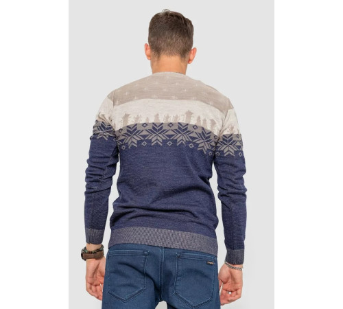 Свитер мужской новогодний, цвет бежево-синий, 247R3215.