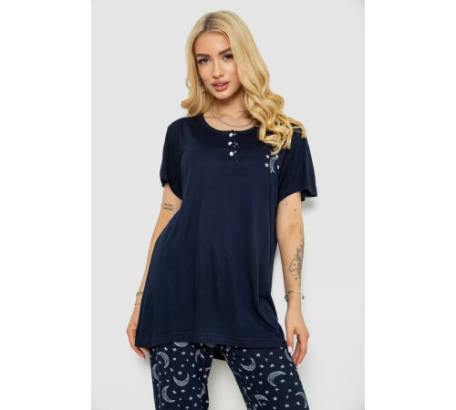 Женская пижама с принтом, цвет синий, 243R7026