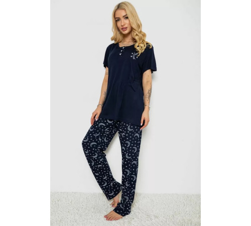 Женская пижама с принтом, цвет синий, 243R7026