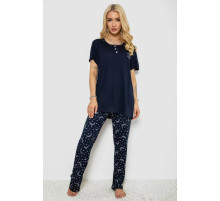 Піжама жіноча з принтом, колір синій, 243R7026