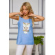 Майка женская, голубого цвета с пайетками, 172R204