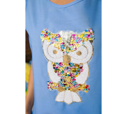 Майка женская, голубого цвета с пайетками, 172R204