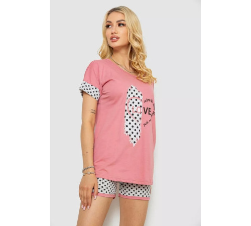 Женская пижама с принтом, цвет пудровый, 243R3049