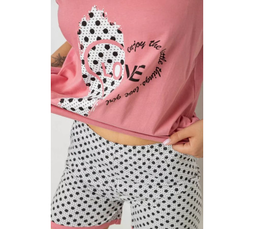 Женская пижама с принтом, цвет пудровый, 243R3049