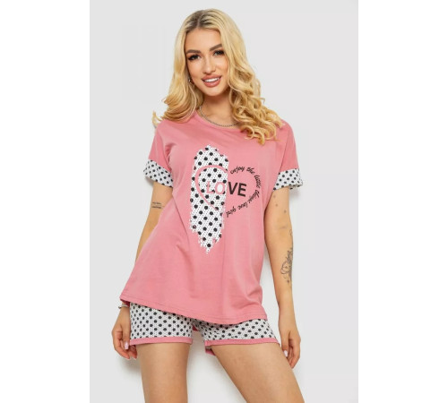 Женская пижама с принтом, цвет пудровый, 243R3049