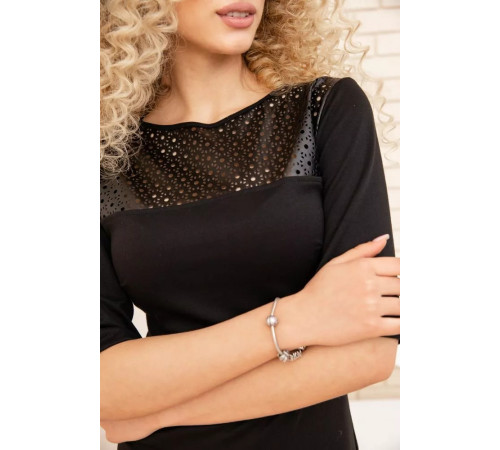 Женское прямое платье с короткими рукавами, цвет Черный, 167R16-3