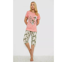 Піжама жіноча з принтом, колір персиковий, 243R3753