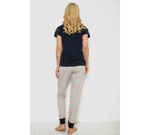 Піжама жіноча з принтом, колір синій, 243R0004-18