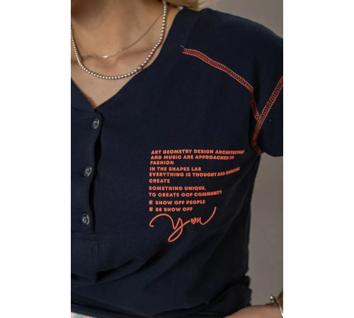 Піжама жіноча з принтом, колір синій, 243R0004-18