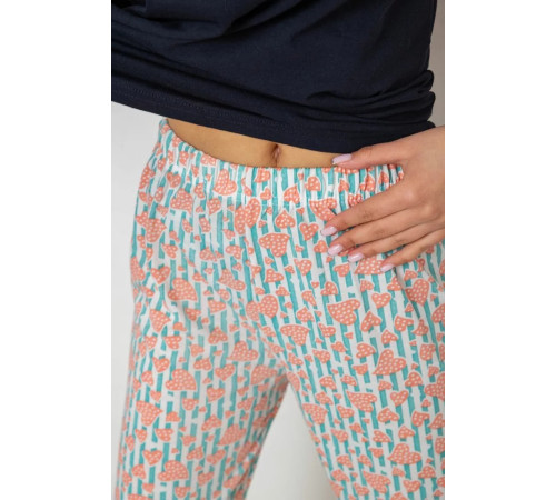 Піжама жіноча з принтом, колір синій, 243R0004-18