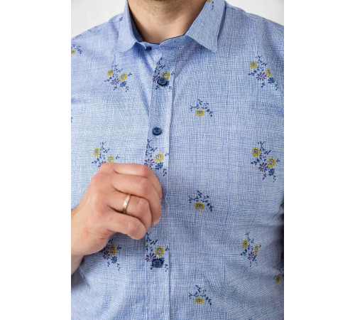 Рубашка мужская с принтом, цвет голубой, 214R6917-88