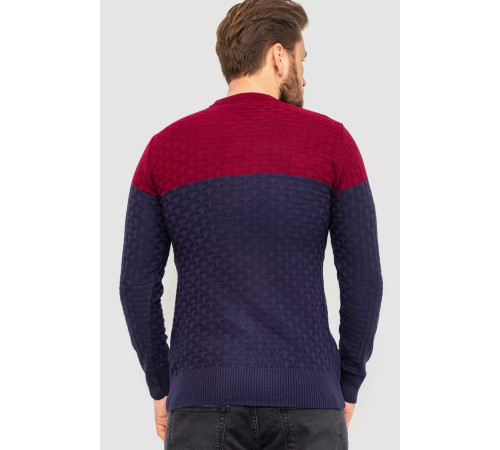 Свитер мужской двухцветный, цвет бордово-синий, 161R1205.