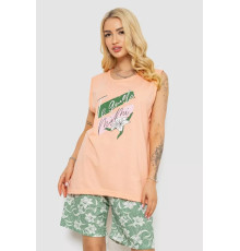 Піжама жіноча з принтом, колір персиковий, 243R8485