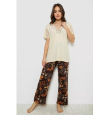Піжама жіноча з принтом, колір жовтий, 243R1600-008