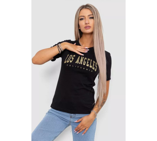 Женская футболка с принтом, цвет черный, 238R57476