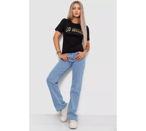 Женская футболка с принтом, цвет черный, 238R57476