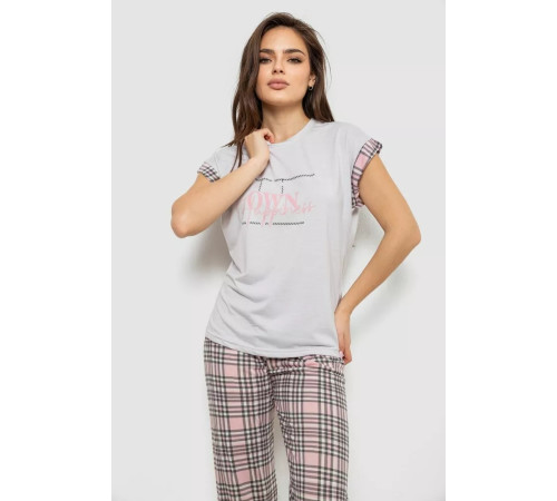 Женская пижама с принтом, цвет серый, 243R2118