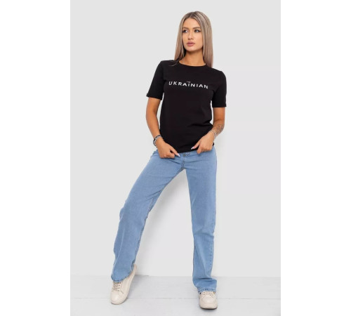 Женская футболка с принтом, цвет черный, 238R57383