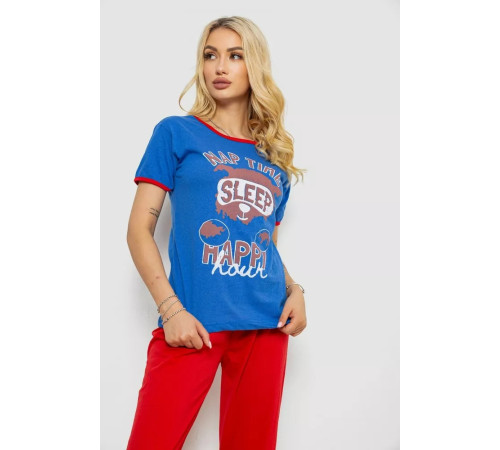 Піжама жіноча з принтом, колір синій, 243R20258