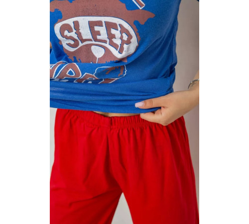 Піжама жіноча з принтом, колір синій, 243R20258