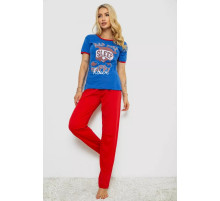 Піжама жіноча з принтом, колір синій, 243R20258